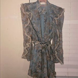 zimmermann Floral Silk Dress new blue mini dress